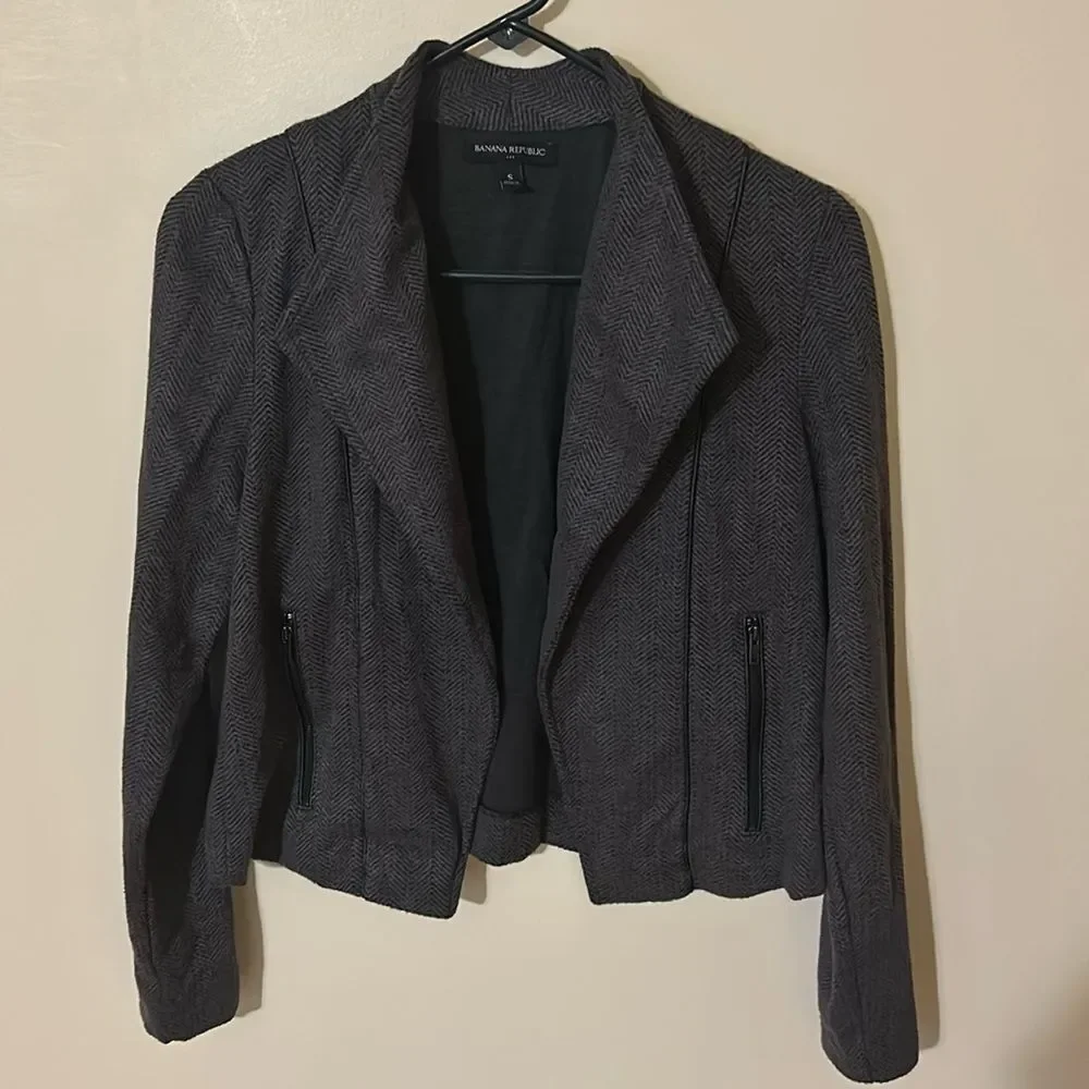 Banana Republic Work Cardigan Jacket Business Chevron Gray Women’s small